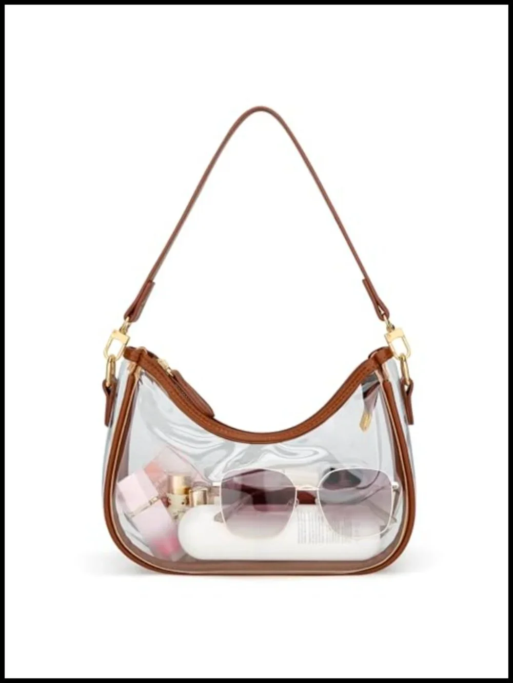PU Leather Hobo Shoulder Bag with Chain Strap Retro Handbag Clutch